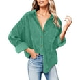 ZMHEGW Women Shirts Casual Fall Corduroy Button Down Oversized Blouses