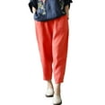 thumbnail image 1 of ZMHEGW Women Solid Casual Pants Pocket Pants Elastic Waist Loose Haren Women's Pants Trousers, 1 of 5