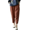 thumbnail image 1 of ZMHEGW Women Solid Casual Pants Pocket Pants Elastic Waist Loose Haren Women's Pants Trousers, 1 of 5