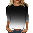 thumbnail image 1 of ZMHEGW Women T Shirts Graphic Gradient Printing O Neck Three Quarter Sleeve Tops Blouse Tshirt For Women, 1 of 5