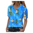 thumbnail image 1 of ZMHEGW Women's Funky Hawaiian Shirt Blouse Frontpocket Leaves Flowers Palm Print Top, 1 of 6