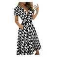 thumbnail image 1 of ZMHEGW Womens Dresses Summer 2023 Print V-Neck Lacing Slim Body Wrap Long Boho Dress, 1 of 8