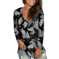 thumbnail image 1 of ZMHEGW Womens T Shirts Loose V Neck Flower Printed Long Sleeve Printed T-Shirts For Women Loose Fit Top, 1 of 4
