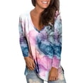 thumbnail image 1 of ZMHEGW Womens T Shirts Loose V Neck Printed Long Sleeve Printed T-Shirts For Women Loose Fit Top, 1 of 4