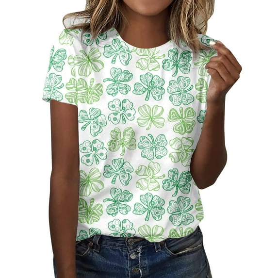 ZMHEGW Womens T Shirts Trendy Fashion Casual Top Shirt Short Sleeve Round Neck Printed Elegant Loose Soft Top Blouse Tshirts