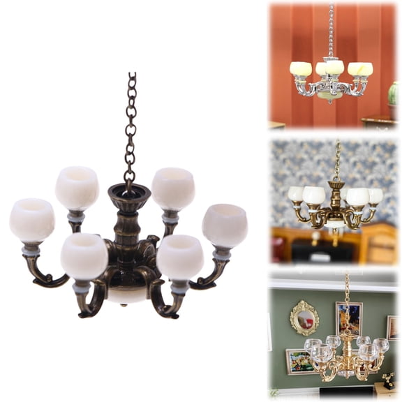ZMKIAG 1:12 Scale Dollhouse Chandelier Lights, Exquisite Miniature Chandeliers Hanging Lighting Model, Dollhouse Decoration Accessories, Perfectly Replicating Scenes in Real Life