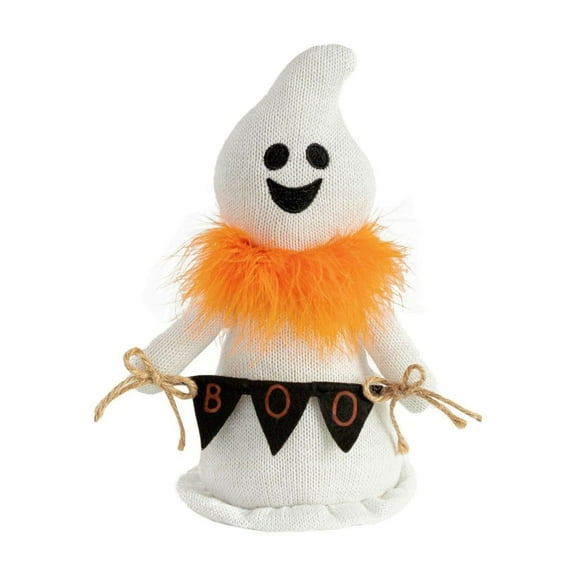 ZMKIAG 10.6" Halloween Ghost Plush Decor - Cute Stuffed Ghost Holding Pumpkin - Halloween Fall Table Centerpiece & Tray Decoration for Indoor Home or Office Seasonal Display