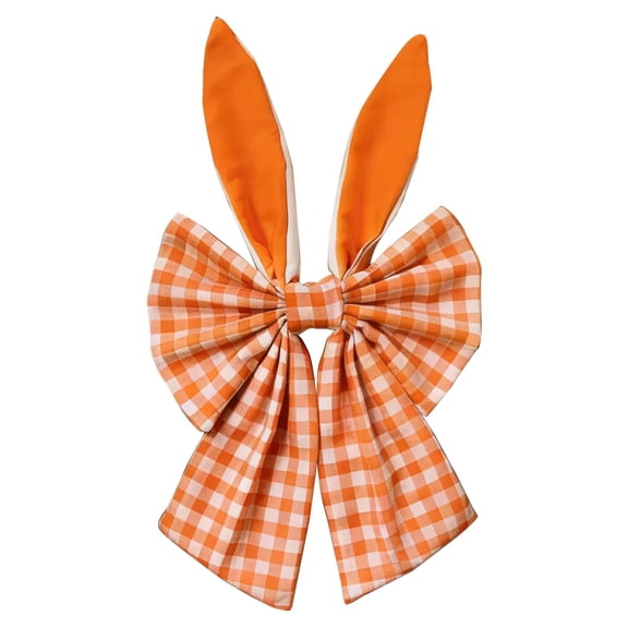 ZMKIAG 16 Inch Rustic Easter Bow with Bunny Ears - Decorative Fabric Bow for Spring Wreaths, Tree Toppers, Front Door, Wall and Window DIY Holiday Crafts and Home Decor