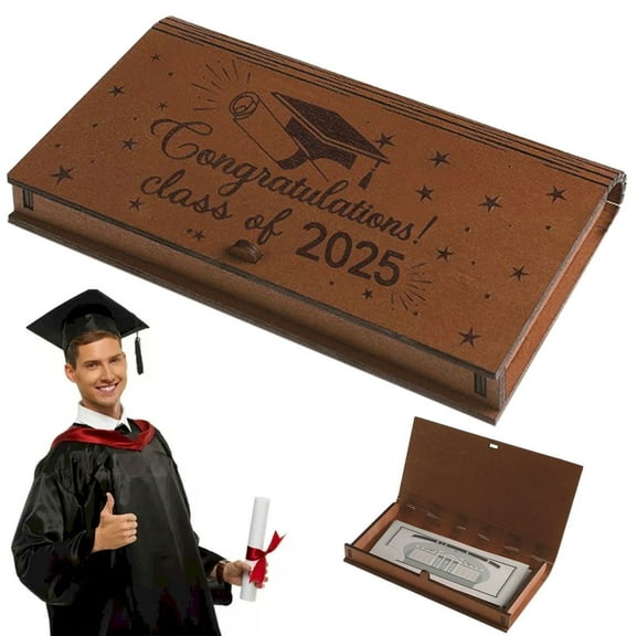 ZMKIAG 2025 Personalized Graduation Money Holder, Graduation Gifts Money Holder with Name, Wooden Graduation Card Box Cash Holder Envelope, Graduation Gifts for Birthday Party Favor
