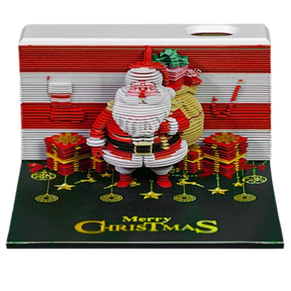 ZMKIAG 2026 3D Desk Calendar Notepad Daily Planner with Memo Pad, Unique Christmas Santa Claus Themed Paper Sculpture Art for Office & Home Desk Decor, Novelty Gift Idea