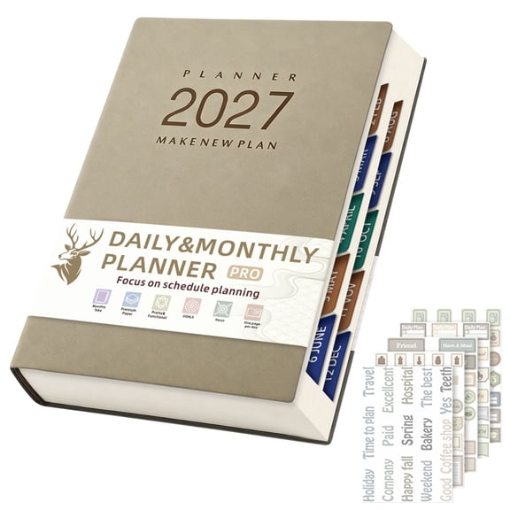 ZMKIAG 2027 Weekly & Monthly Planner with Tabs – January-December 2027, A5 Hardcover Academic Calendar with Date – 5.7" x 8.3" Planner for School & Office Schedule