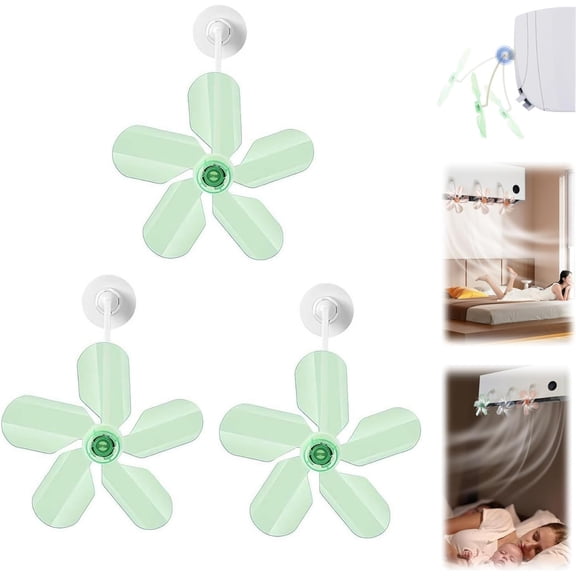 ZMKIAG 3 Pieces Air Conditioning Wind Deflectors, Wall Mounted Petal Shaped Air Vent Deflector with Fan Blades, Household Accessory Fan for Bedroom Study Room