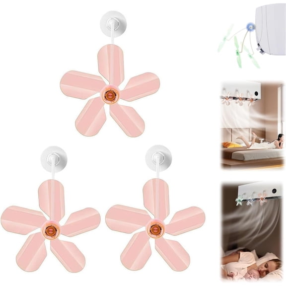 ZMKIAG 3 Pieces Air Conditioning Wind Deflectors, Wall Mounted Petal Shaped Air Vent Deflector with Fan Blades, Household Accessory Fan for Bedroom Study Room