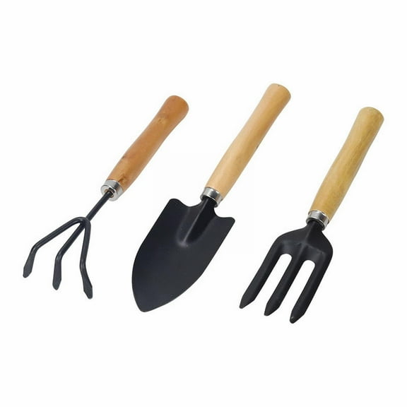 ZMKIAG 3 pcs Indoor Garden Tool Set - Steel Gardening Hand Tools Kit with Ergonomic Wooden Handles | Includes Trowel, Transplanter, Cultivator | Perfect Gardening Tool Set