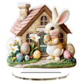 thumbnail image 1 of ZMKIAG 3D Easter Bunny Acrylic Village Building - Easter Decorations Indoor Resin Gingerbread Houses Decor - Farmhouse Xmas Easter Party Holiday Decorations Centerpiece for Tiered Tray, 1 of 9