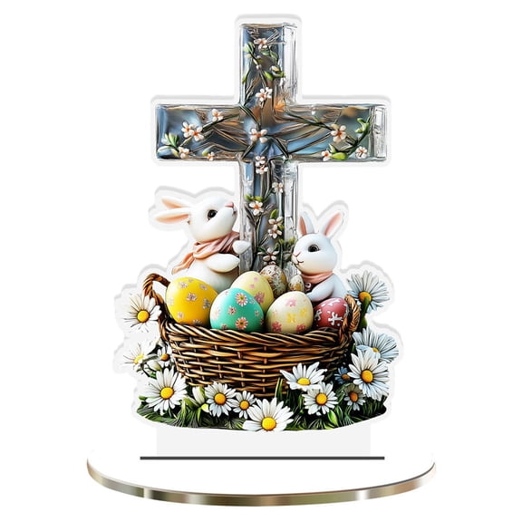 ZMKIAG 3D Easter Bunny Acrylic Village Building - Easter Decorations Indoor Resin Gingerbread Houses Decor - Farmhouse Xmas Easter Party Holiday Decorations Centerpiece for Tiered Tray