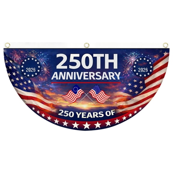 ZMKIAG 4th of July Decoration, Large 1776-2026 Commemorative Patriotic Fan Flag – 250th Anniversary Bunting Flag for Outdoor 4th of July, Independence Day Yard & Home Decor