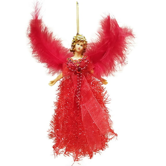 ZMKIAG 7.5 Inch Fairy Angel Christmas Tree Topper - Fabric Angel Pendant with Delicate Details, Traditional Holiday Tree Ornament for Classic Christmas Decor Themes