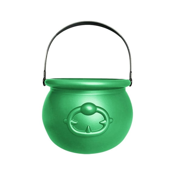 ZMKIAG 7.6 Inch Plastic Cauldron – Large Halloween Bucket for "Trick or Treat" Witch Decor, St. Patrick’s Day Party Centerpiece Pot, Candy Bowl & Themed Table Decorations