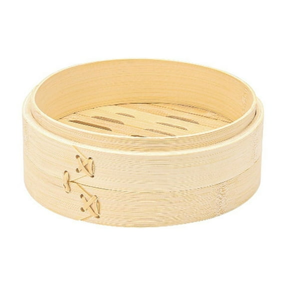 ZMKIAG 7-Inch Bamboo Food Cooking Container Steamer Basket, with Reinforcement Lid, Steamer for Cooking,Dumpling Bun Dim Sum, Rice Potsticker Steaming Chinese Asian Food & Vegetables