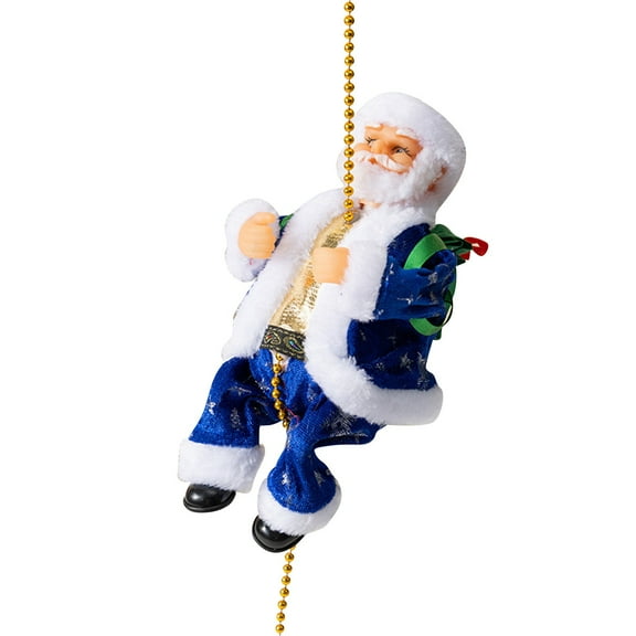 ZMKIAG Animated Musical Santa Claus Rope Climber - Battery-Operated Moving Christmas Decoration with Festive Music - Climbing Santa Figure for Christmas Tree and Holiday Room Decor