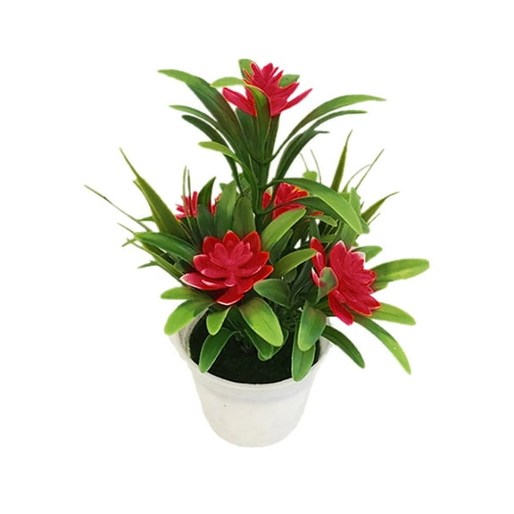 ZMKIAG Artificial Flowers Mini Potted, Realistic Artificial Potted Bonsai with Silk Roses | 7" Wedding/Home Decor for Tabletop & Shelves | UV-Resistant Faux Plants for Indoor/Patio