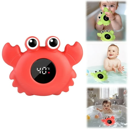 ZMKIAG Baby Bath Thermometer with LED Display, Floating Crab Toy, 2-in-1 Water Safety Sensor for Infants, Bath Tub Temperature Monitor, Cute Floating Baby Bath Toy