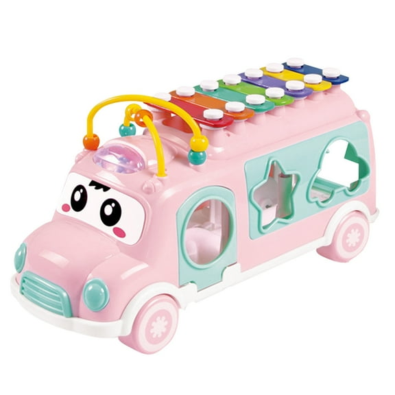 ZMKIAG Baby Toy Cars, Interactive Musical Bus Toy for Toddlers - Xylophone, Abacus, Shape Sorter, and Push/Pull & Go Feature - Perfect Educational Gift for Toddlers 1-3