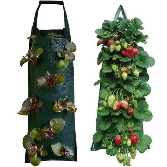 ZMKIAG Breathable Canvas Hanging Planter Grow Bag, Garden Tomato Planter Bags, Outdoor Durable Aeration Fabric Grow Bags for Vegetables Potato Tomato Strawberry