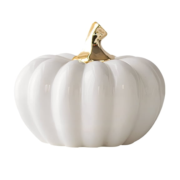 ZMKIAG Ceramic Pumpkin Figurine Halloween Decor - Elegant Pumpkin Table Ornament for Autumn Display, Hand-Painted Thanksgiving and Fall Centerpiece for Mantel and Home Interior Decorating