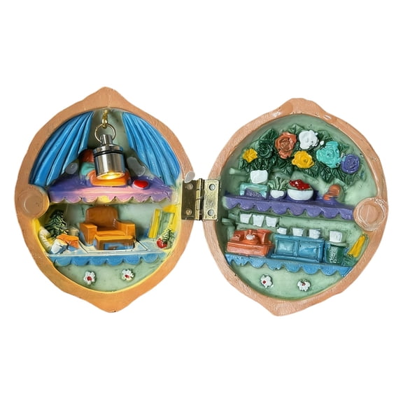 ZMKIAG Charming Walnut Bookstore Miniature Resin Decor, Highly Detailed Dollhouse Scene with Bookshelves & Plants for Living Room, Desk, and Coffee Table
