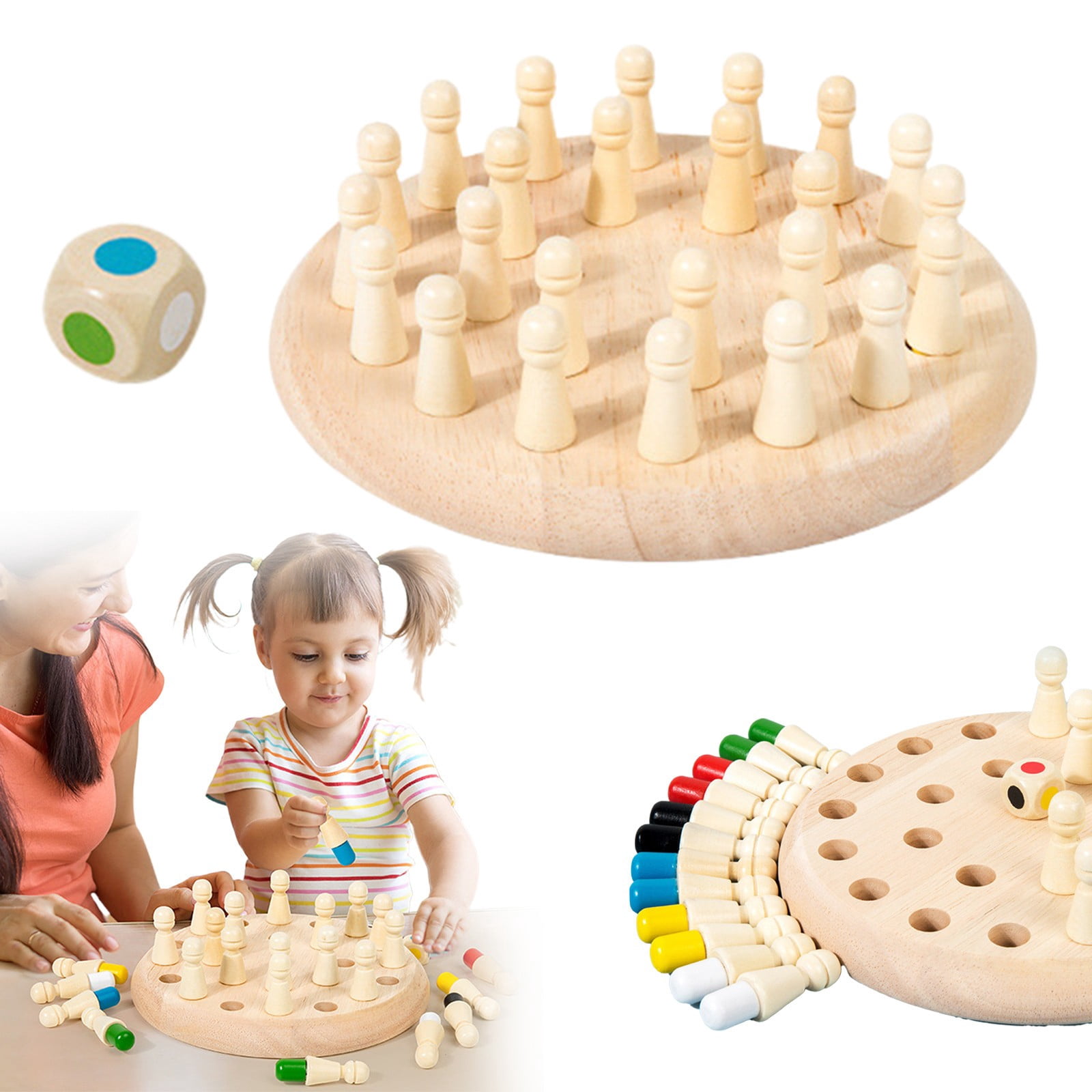 ZMKIAG Child Wooden Memory Chess Matching Game, Family Board Games for ...