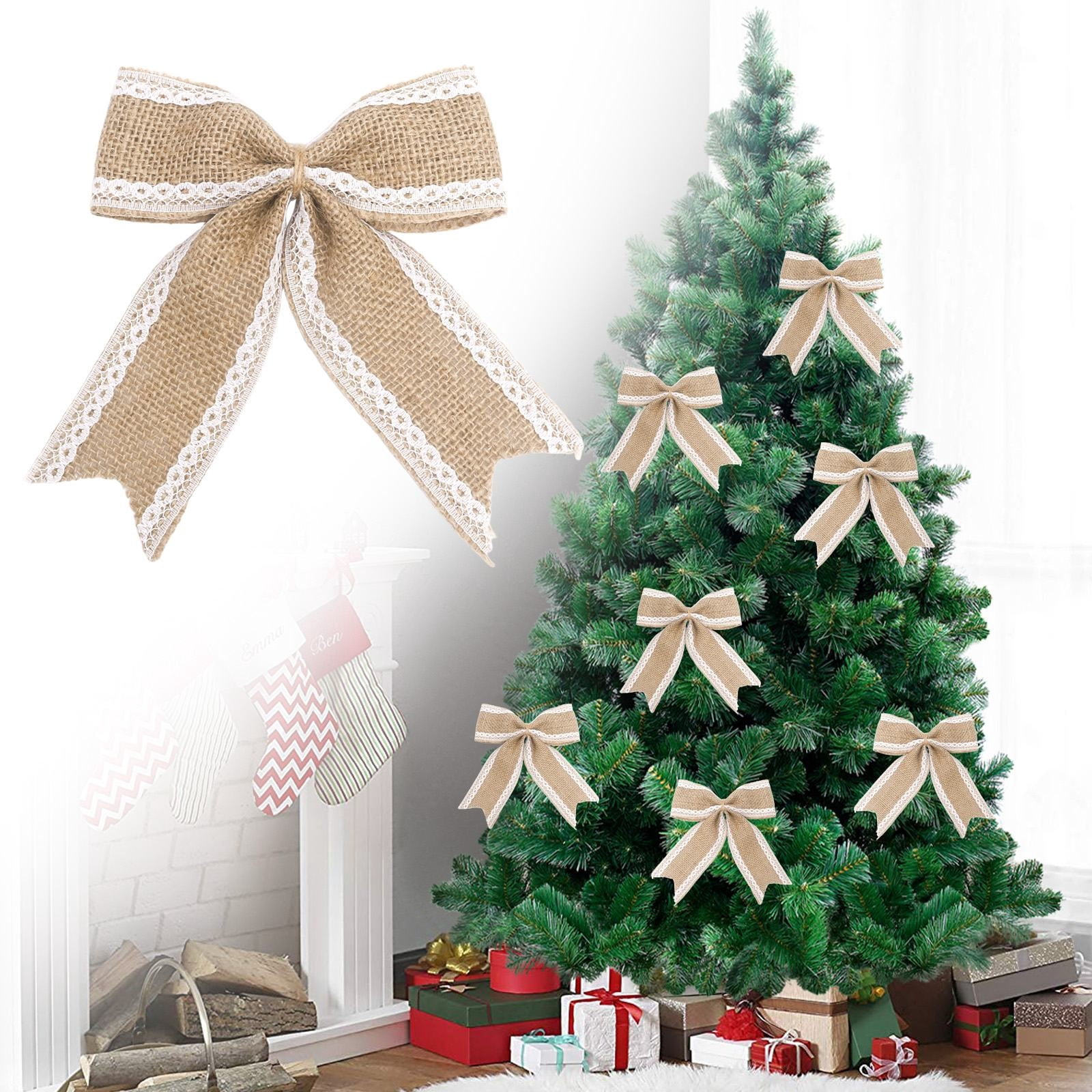 Christmas Tree Raft ZMKIAG Christmas Burlap Lace Bows Rustic Burlap Bows for Christmas Tree ...
