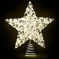 thumbnail image 1 of ZMKIAG Christmas Tree Topper Hollowed-Out Star Accessory, Sparkling Five-Pointed Star Decoration Classic Models with White Base for a Shimmering Finishing Touch to Your Tree, 1 of 8