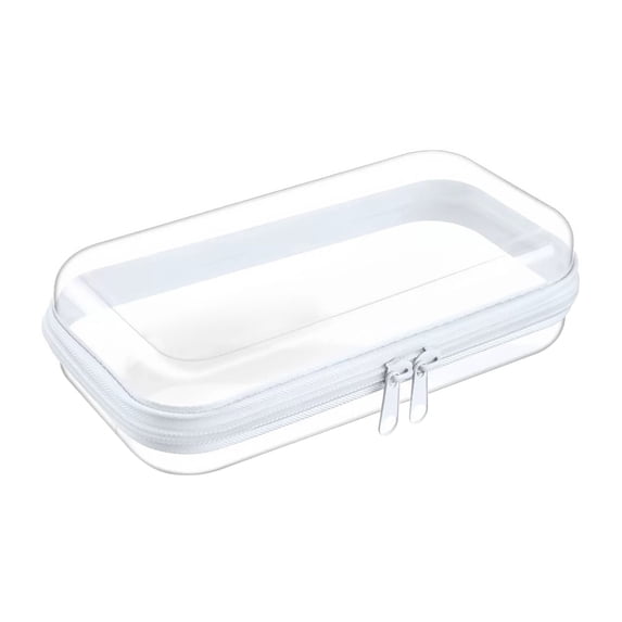 ZMKIAG Clear Hard Plastic Double Zipper Case – Portable Travel Organizer Bin, Hard Pouch for Makeup, Toy Storage, Snack Bag, Cosmetics, Diaper Bag, Toiletry Bag – Zipper Case
