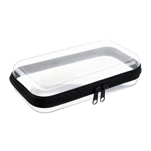 ZMKIAG Clear Hard Plastic Double Zipper Case – Portable Travel Organizer Bin, Hard Pouch for Makeup, Toy Storage, Snack Bag, Cosmetics, Diaper Bag, Toiletry Bag – Zipper Case