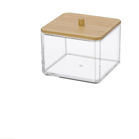 ZMKIAG Clear Plastic Cotton Swab Dispenser with Lid, Square Bathroom Organizer for Q-Tips, Cotton Pads, Under-Bed Storage – Stackable Canisters for Countertop, Vanity, Travel