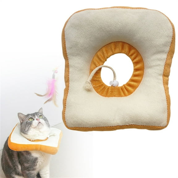 ZMKIAG Cute Pet Headwear, Funny Bread Shape Pet Dog Cats Soft Collar Scarf Headwear Props, Adjustable 3 Sizes, Creative Toast Bread Shape Collar Great for Photo Shoots & Fun Days