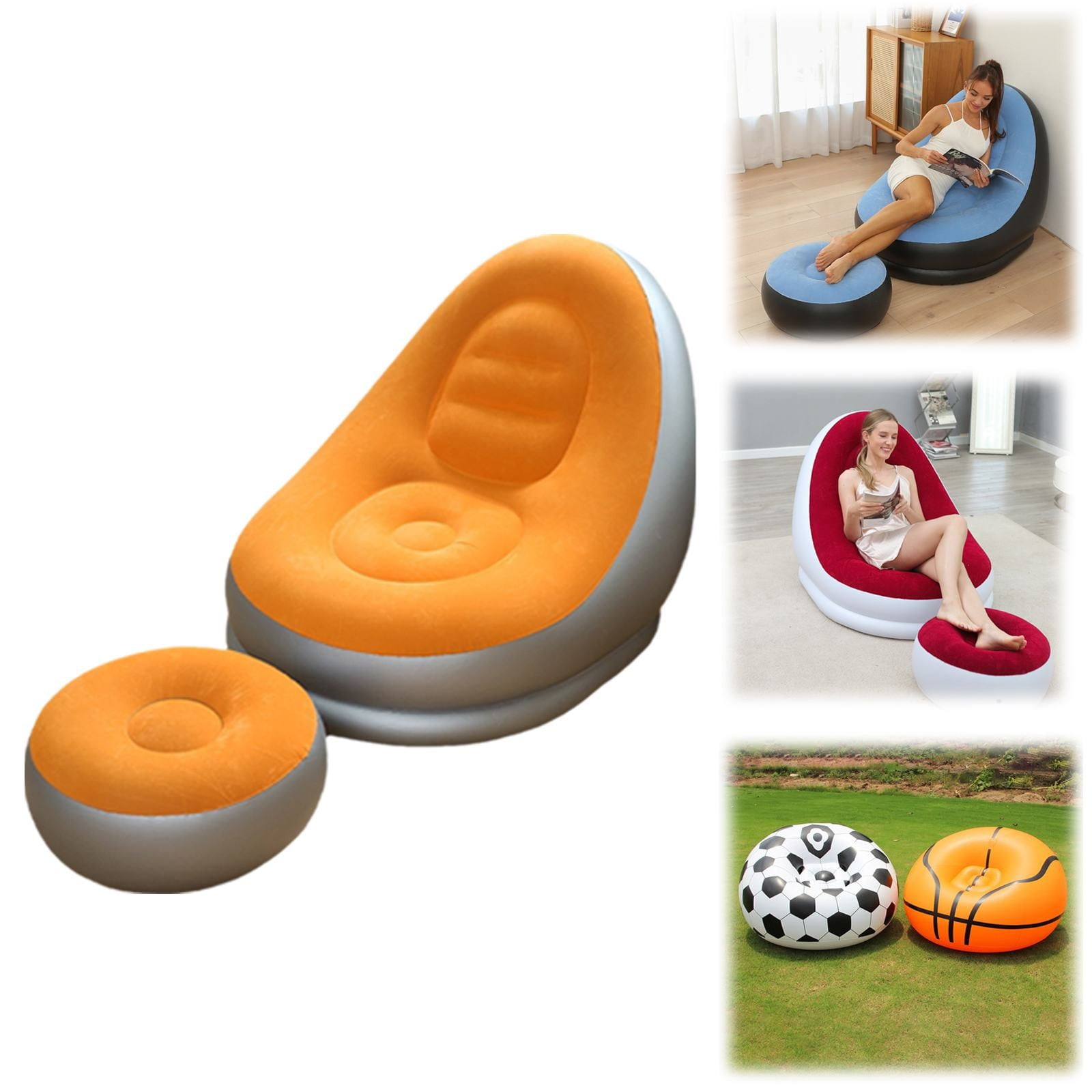 Simple Inflatable Outdoor Seating ZMKIAG Delicate and Soft Inflatable Deck Chairs with Air Pump ...