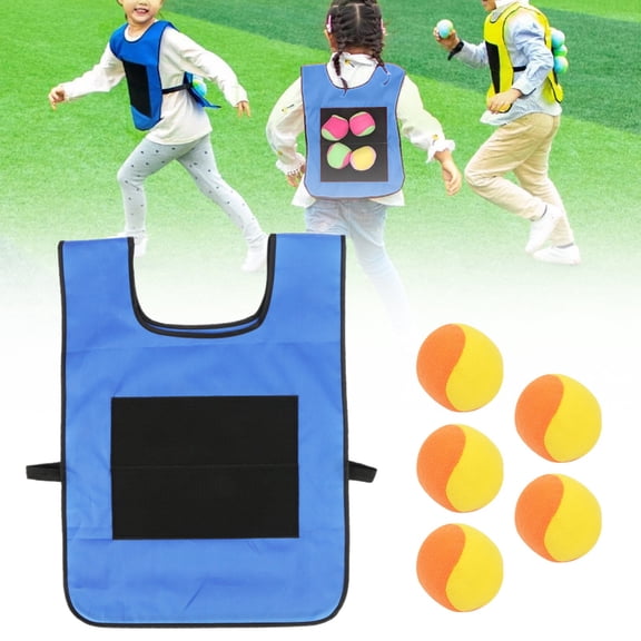 ZMKIAG Dodgeball Set - 1 Piece of Sticky Vest with 5 Throwing Balls, Fun Outdoor Throwing Game for 𝗞𝗶𝗱𝘀 - Interactive Catch & Toss Activity with Adjustable Straps for 2+ Players
