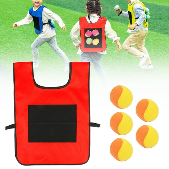 ZMKIAG Dodgeball Set - 1 Piece of Sticky Vest with 5 Throwing Balls, Fun Outdoor Throwing Game for 𝗞𝗶𝗱𝘀 - Interactive Catch & Toss Activity with Adjustable Straps for 2+ Players