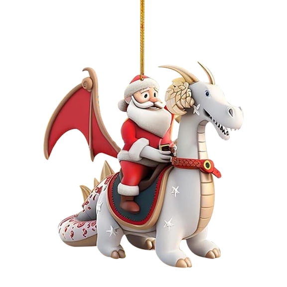 ZMKIAG Dragon Acrylic Christmas Tree Ornaments Collection - 2d Santa Claus Riding Dragon Themed Hanging Decor - 3.14 Inch Holiday Ornament Set for 𝗞𝗶𝗱𝘀 Christmas Tree and Festive Home Decor