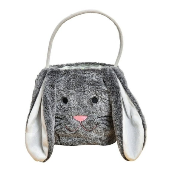 ZMKIAG Easter Decor for Indoor Plush Easter Bunny Basket Easter Buckets with Long Plush Ear Personalized Egg Hunting Easter Bags Bunny Easter Tote Bags for Easter Decorations