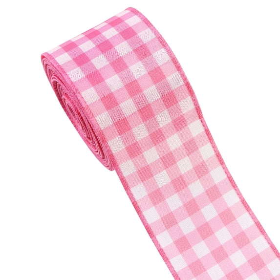 ZMKIAG Easter Pastel Color Buffalo Plaids Wired Edge Ribbons - 1 Roll, 5 Yards x 2.5 Inches, Plaids Patterns Gift Wrapping Ribbon for Easter DIY Crafts, Bow Making, Wreath, Spring Party Decorations