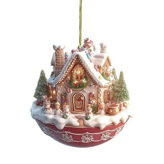 ZMKIAG Exquisite Hot Cocoa Coffee Mug Christmas Ornaments - 2d Acrylic Christmas Small Town Decorations, Funny Kitchen Themed Holiday Charms for Festive Seasonal Display