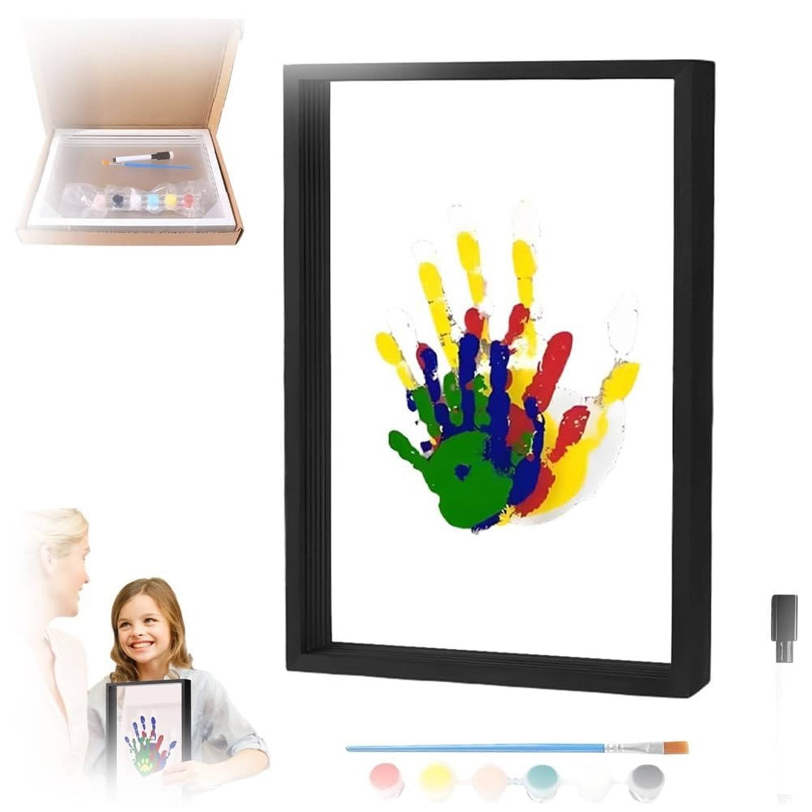 ZMKIAG Family Handprint Kit with Keepsake Frame and Clear Acrylic Sheets - DIY Art Craft for 𝗞𝗶𝗱𝘀, Personalized Gift for New Parents, Grandparents and Memorable Family Activities