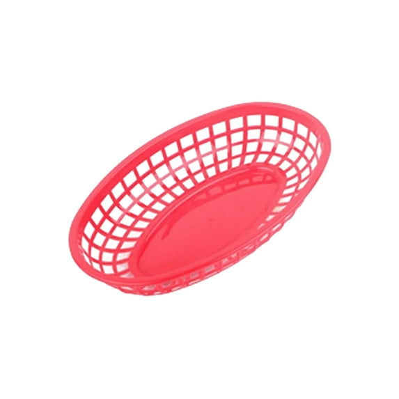ZMKIAG Fast Food Baskets, 9.5 Inches Round Plastic Bread Fry Baskets, Serving Tray for Fast Food Restaurant, Deli Serving, Barbecues, Picnics, Parties, Hot Dogs, Chicken, Burgers