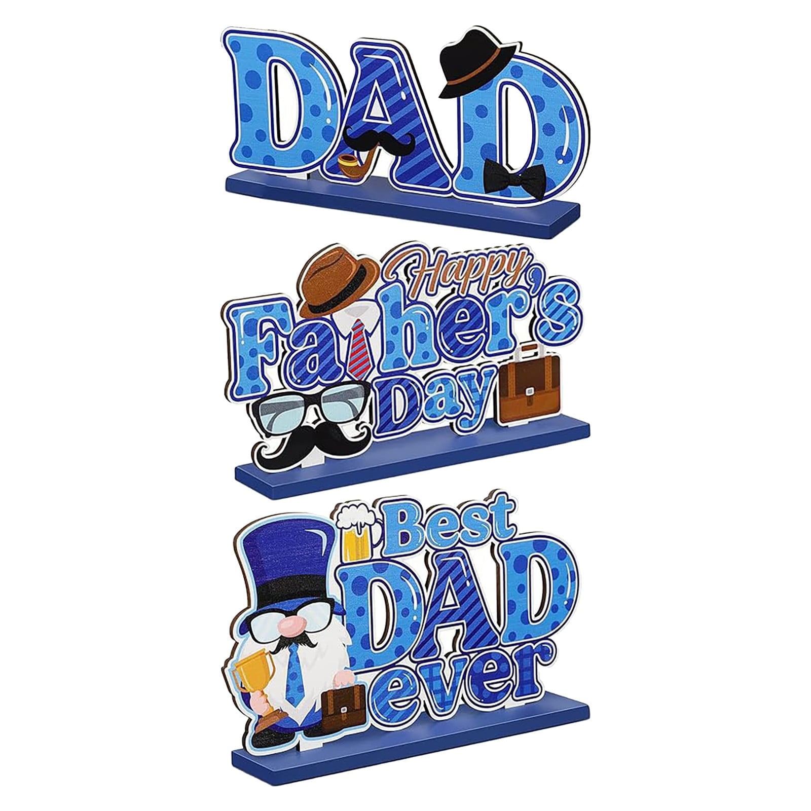 ZMKIAG Father's Day Wooden Centerpiece Decoration 3Pcs Table Decor Dad ...