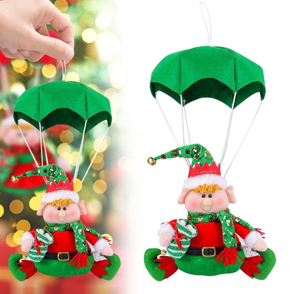 ZMKIAG Festive Christmas Parachute Elf Hanging Ornament - Interactive Motion Decor for Indoor Tree, Window Display & Gift Exchange, Family Fun Activity for All Ages