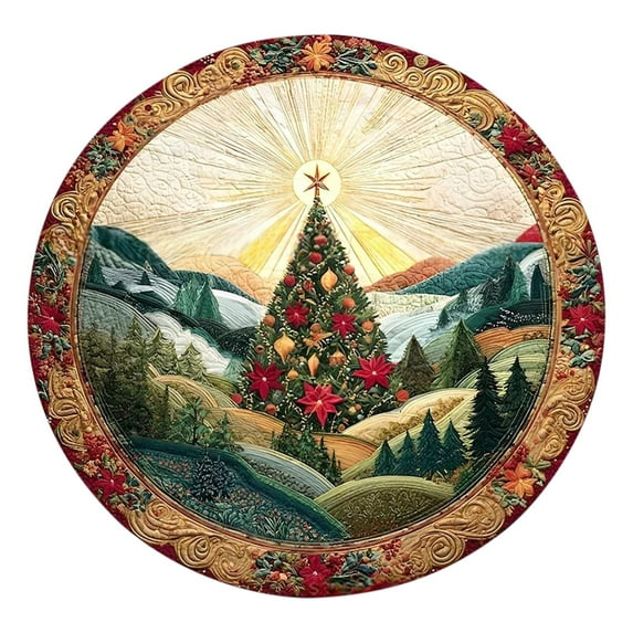 ZMKIAG Festive Christmas Round Area Rug 40cm & 60cm, Non-Slip Low Profile Santa Claus Design, Soft Washable Faux Wool Circle Rug for Living Room, Bedroom & Door Mat